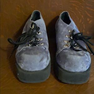90’s Vintage Lavender Blue Velour Platforms